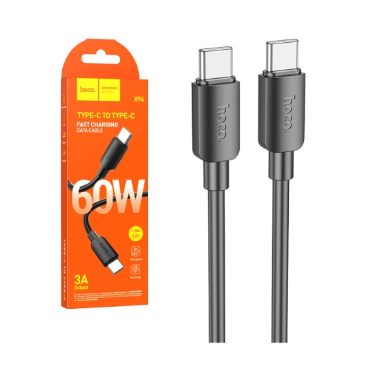 Hoco X96 Fast Hyper 60W 3A Charging Cable Type-c to Type-c 1m Black